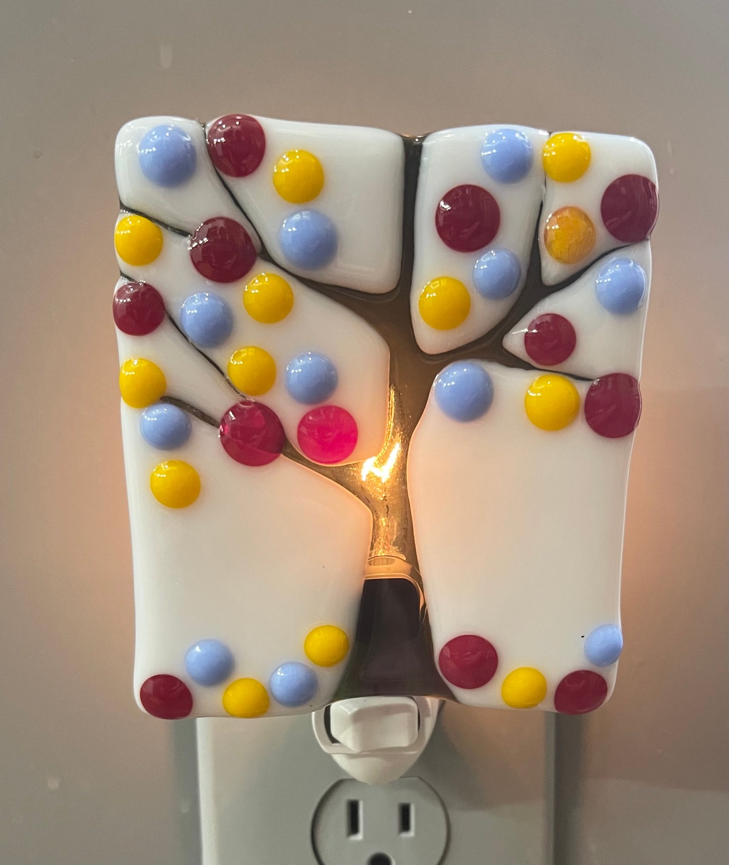 Fall Tree Fused Glass Night Light - handmade