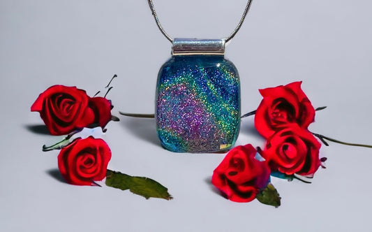 Rainbow Dichroic Dazzling Sparkle Pendant - Homemade