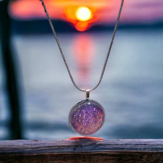 Pink and Purple Hue Dichroic Dazzling Sparkle Pendant - Homemade